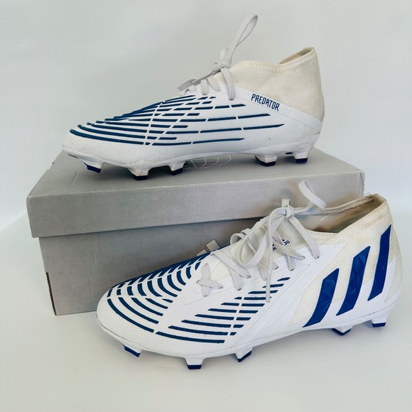 adidas Other - Adidas Predator‎ Edge.2 FG Soccer Cleats White Blue Mens Size 7.5 GW2269